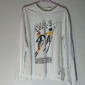 Hudson's Bay HBC Stripes Long Sleeve Tee Whistler Ski Graphic White XL